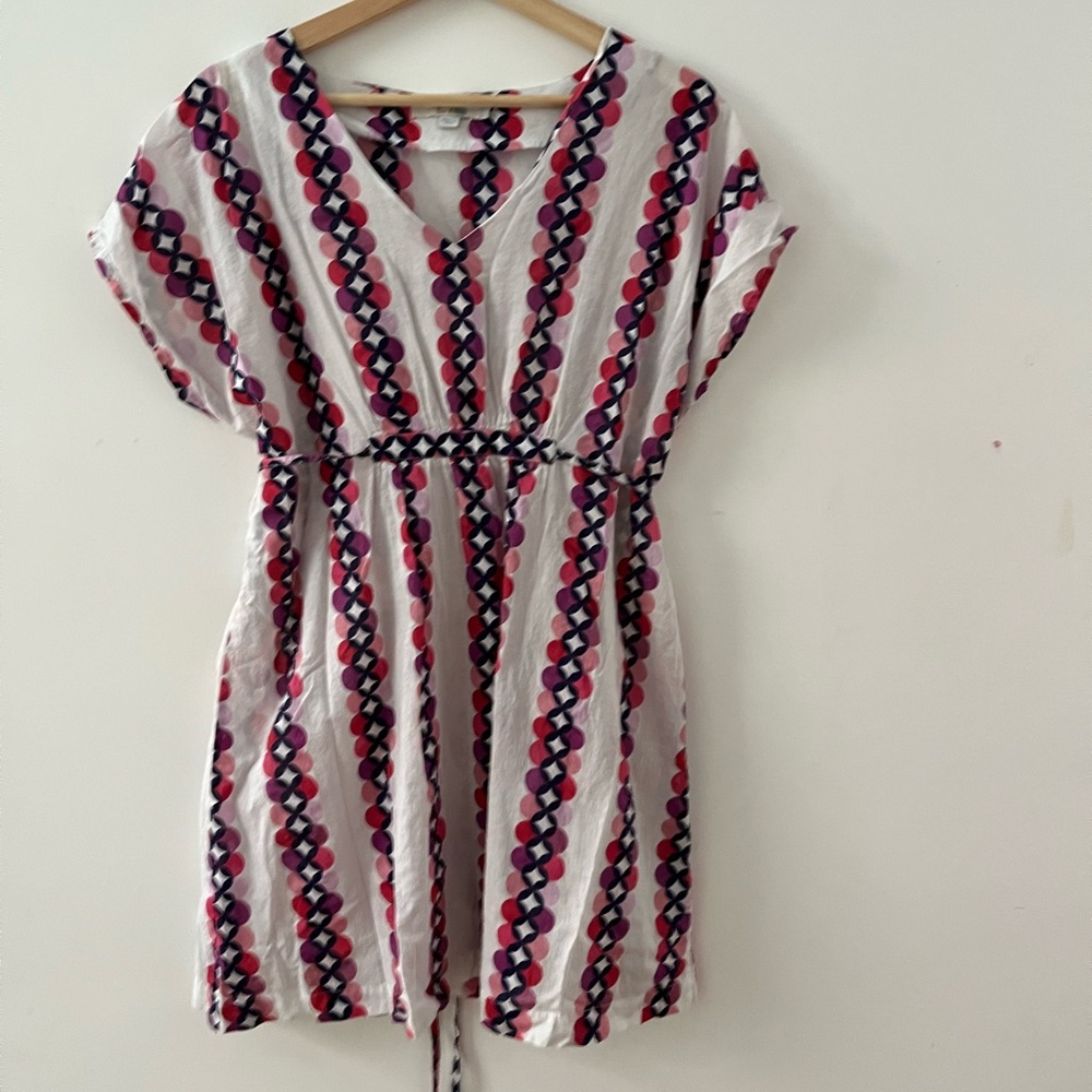 Boden Blue & White Tunic V-Neck Top Size 10